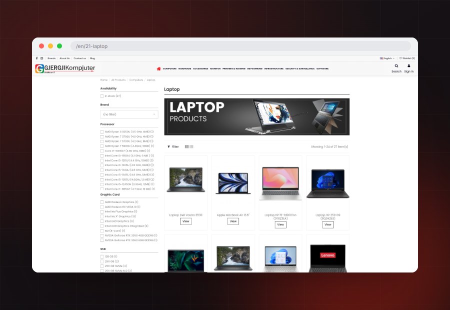 The Laptop shelf showing every item