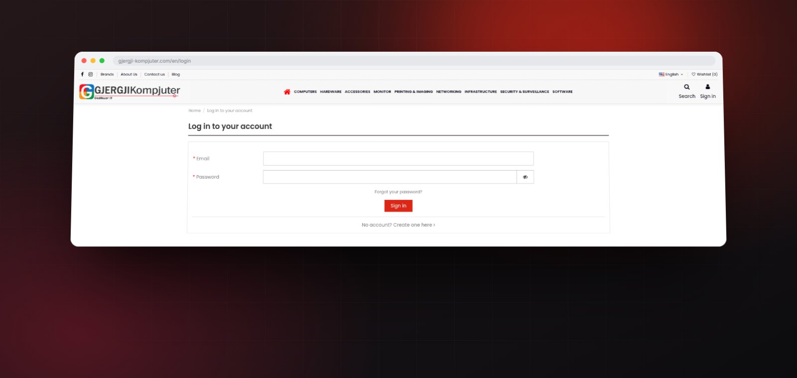 The sign in screen for account holders