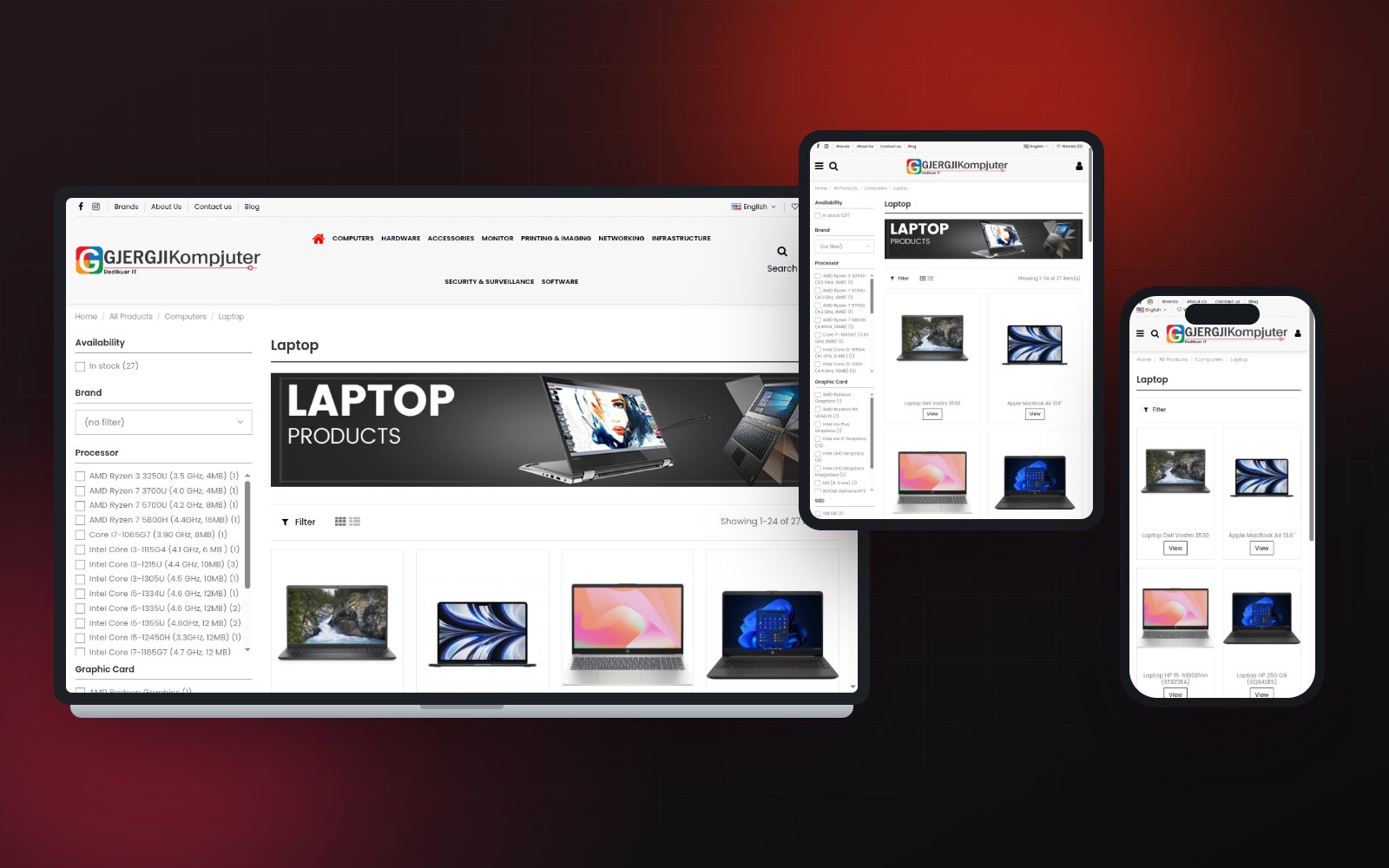The same category on laptop, tablet and phone