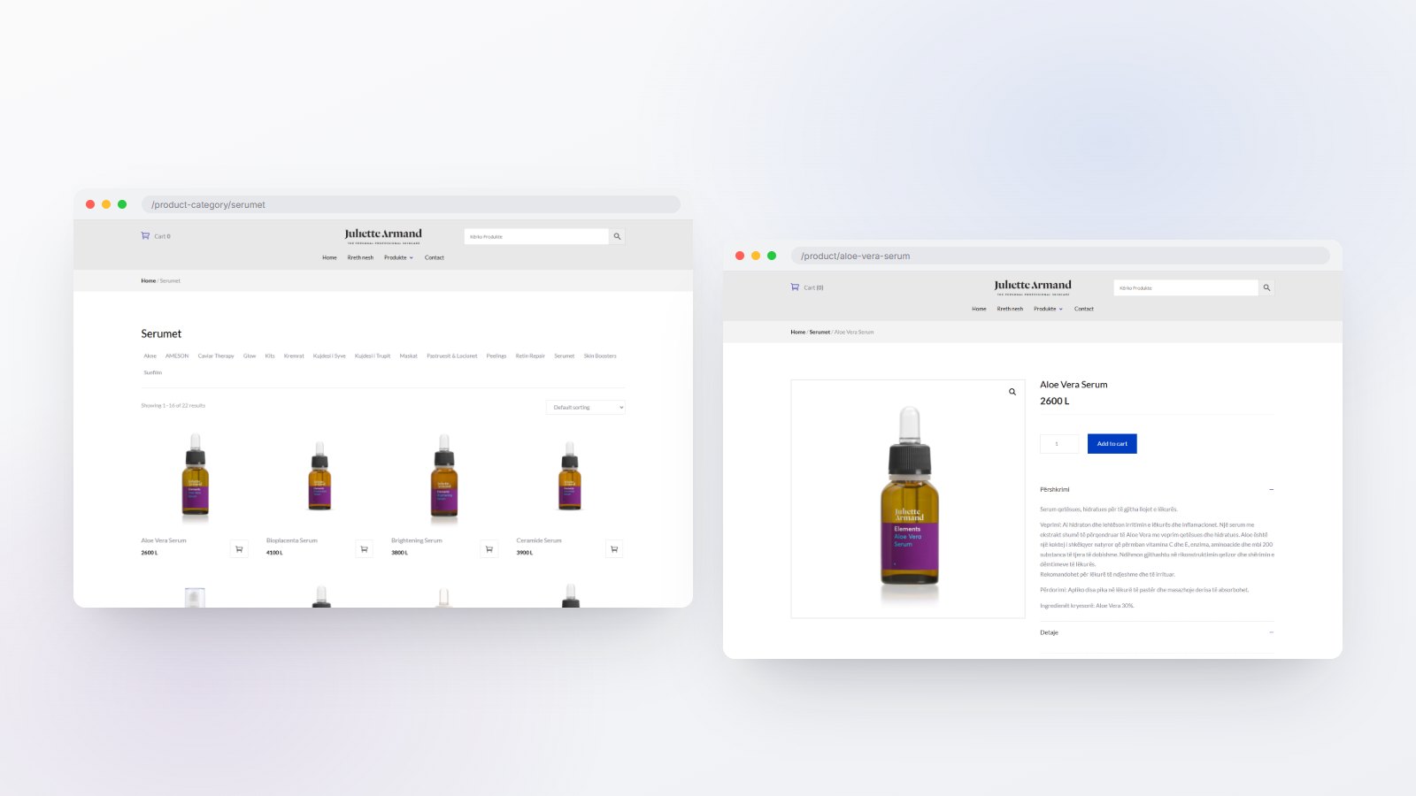 A product category beside a product page