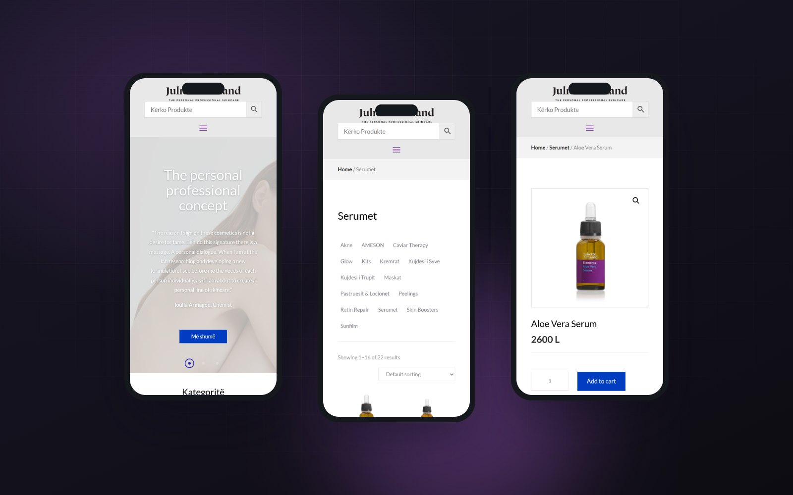 Home, a category and a product on a phone