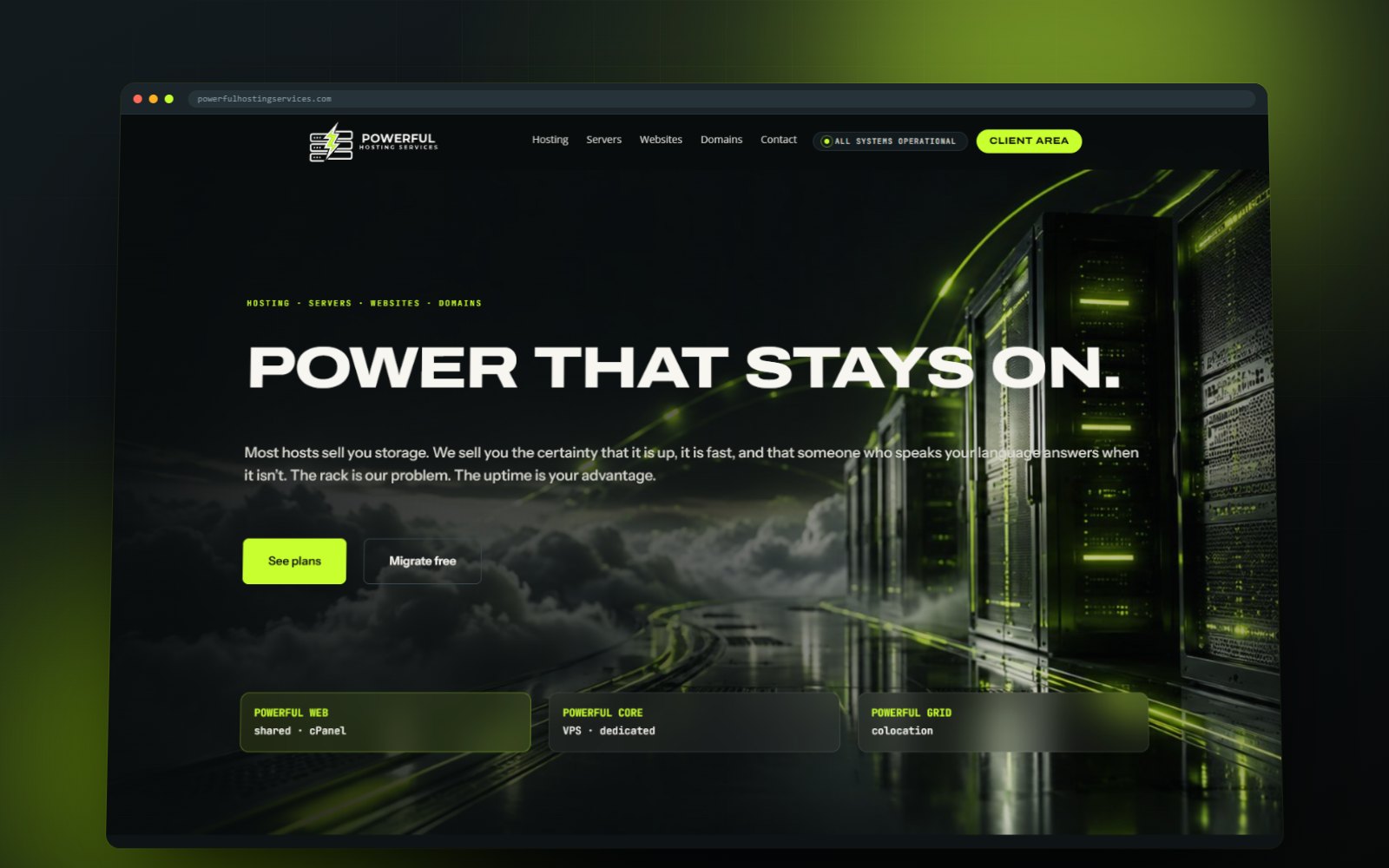 The Powerful Hosting home page
