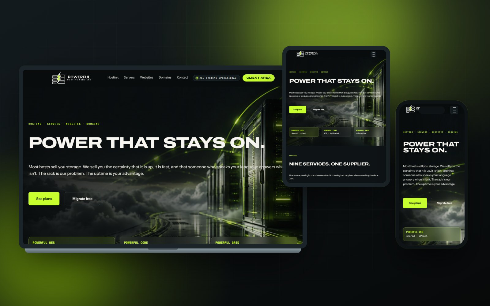 The site on laptop, tablet and phone