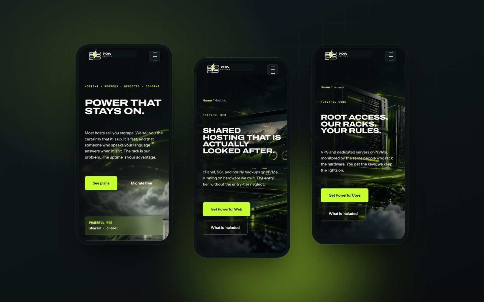 Home, hosting and servers on a phone