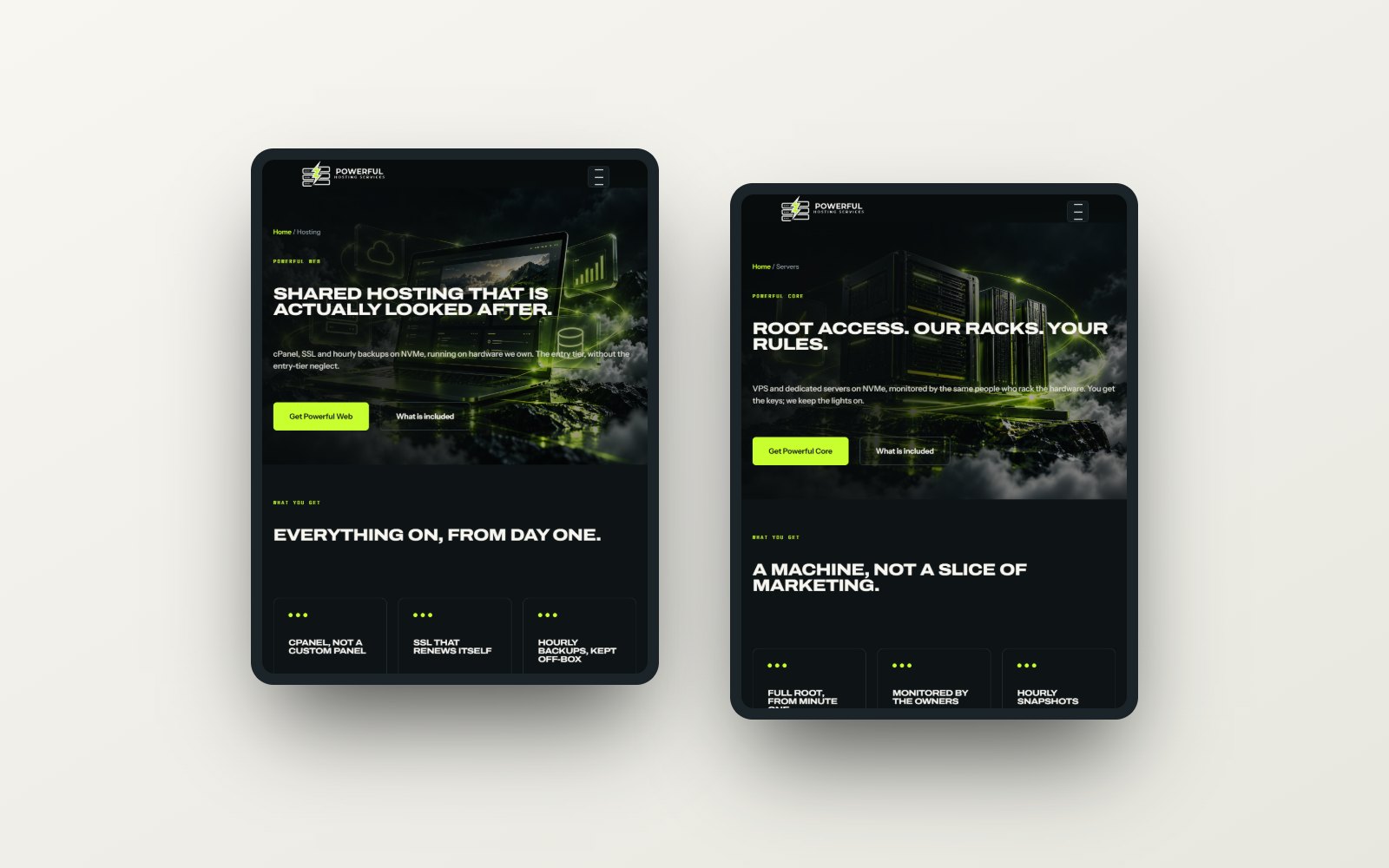 Hosting and servers on a tablet