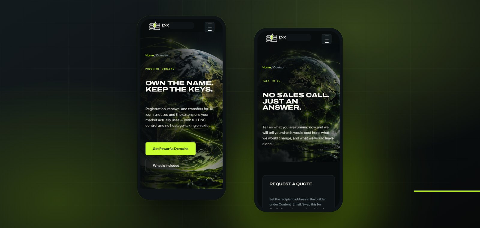 Domains and the quote form on a phone