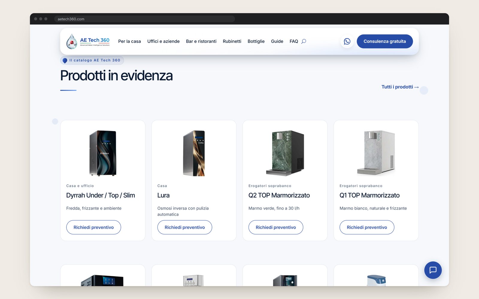 Featured products, each with a quote button