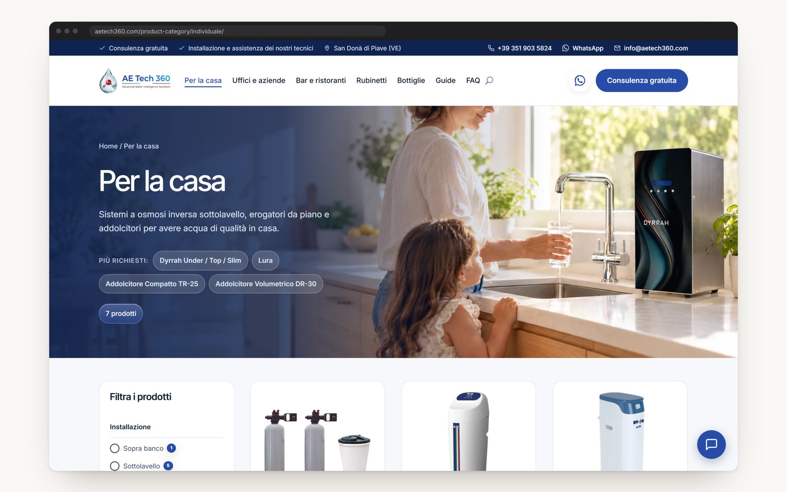 A category page: banner, most requested models and a product count