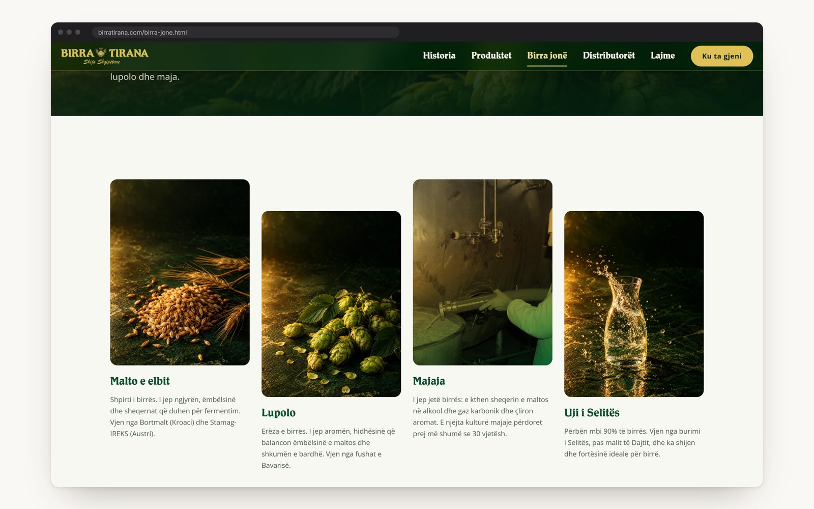 The four ingredients: barley malt, hops, yeast and water from Selita