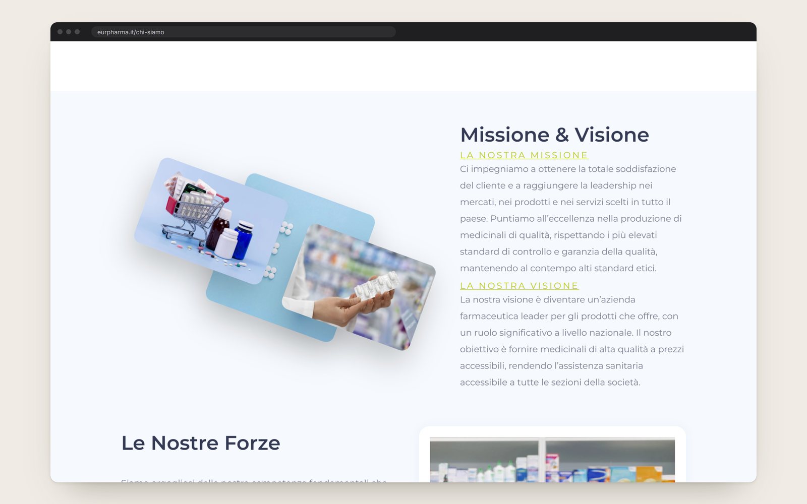 The Mission and Vision section of the About page