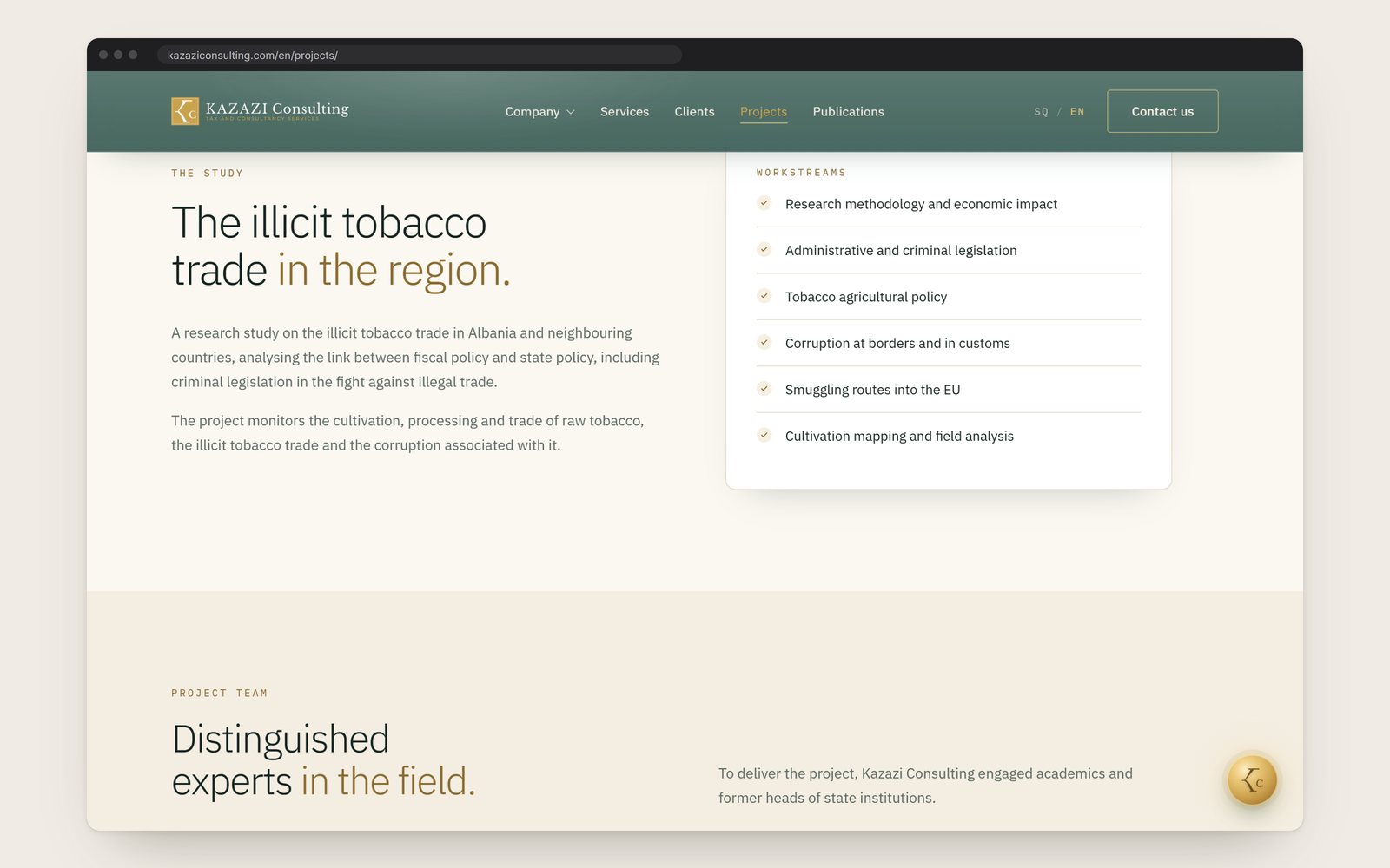 The project page: a study of the illicit tobacco trade in the region