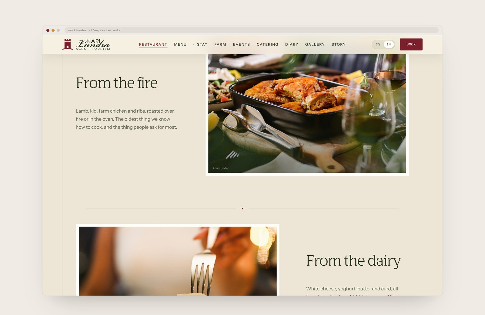 The restaurant page: the fire, the dairy and the vines