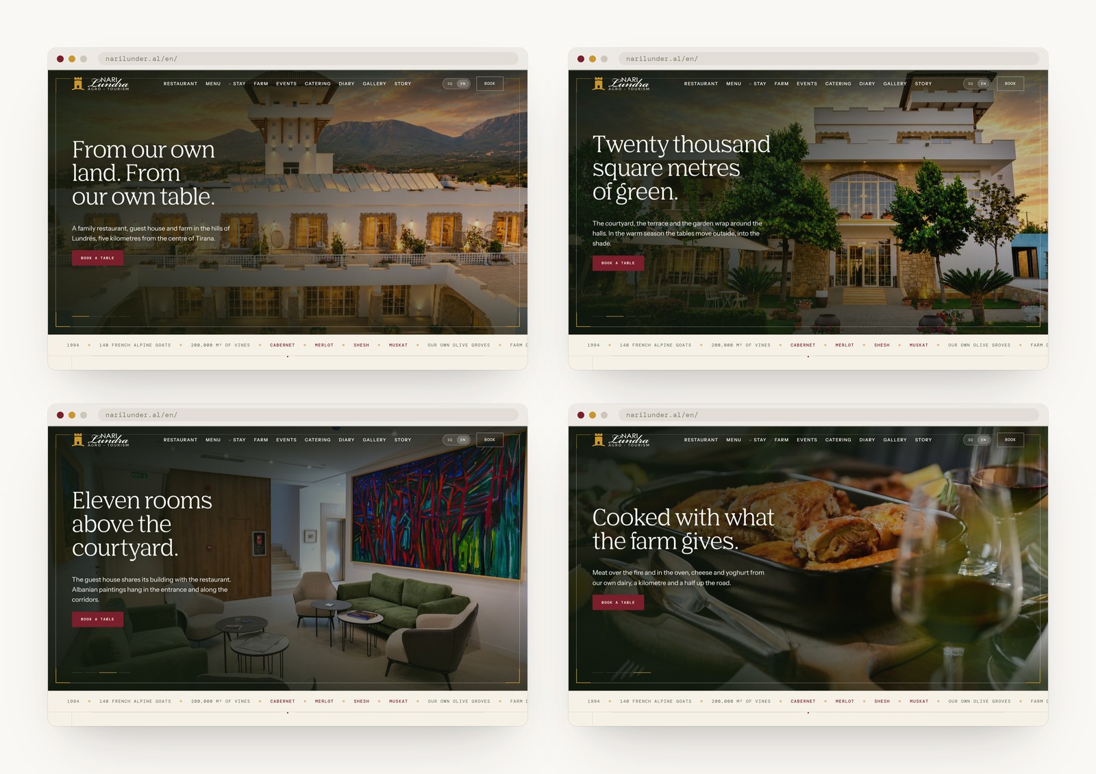 The four frames of the home page slider