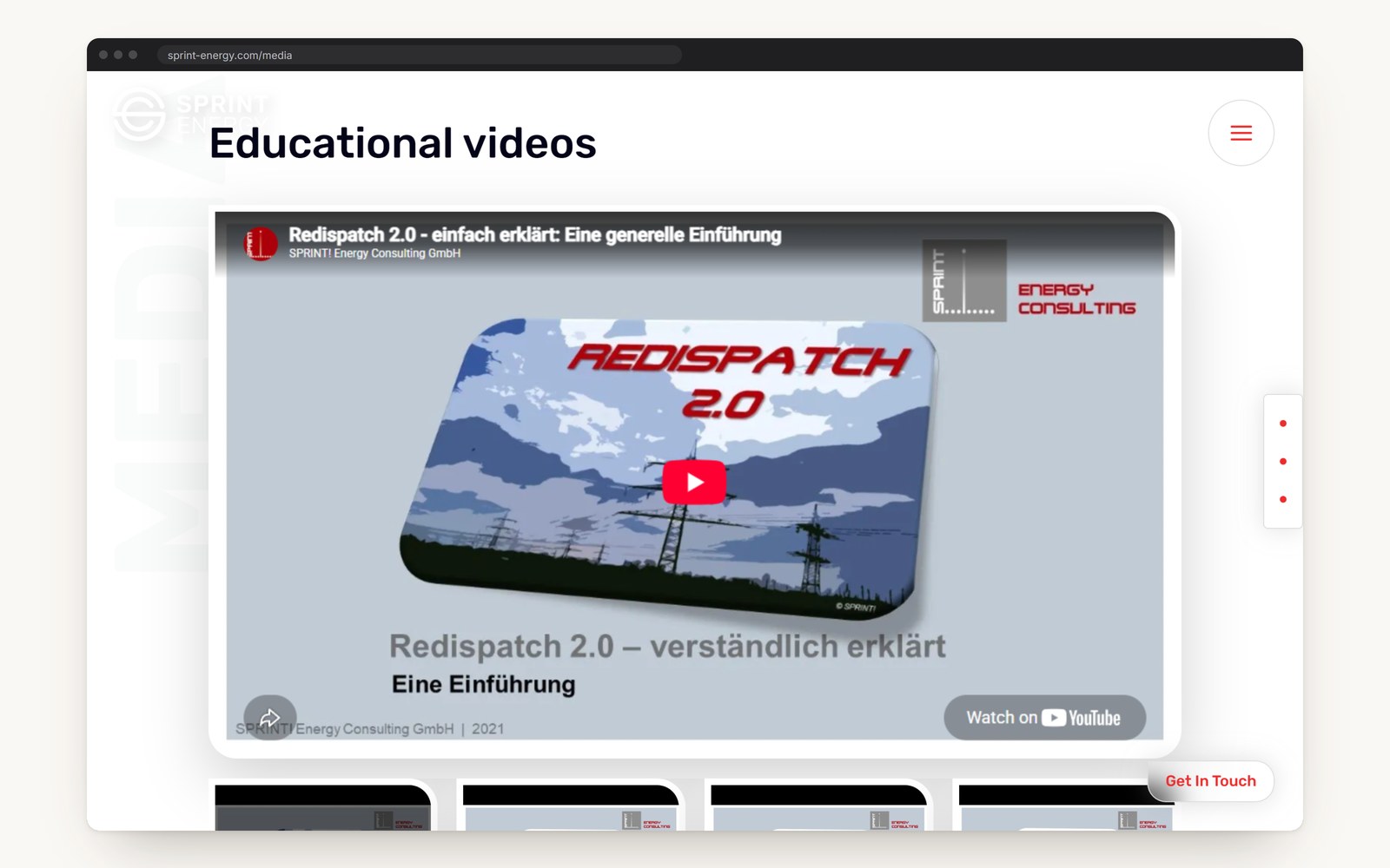 The media page, opening with an explainer video