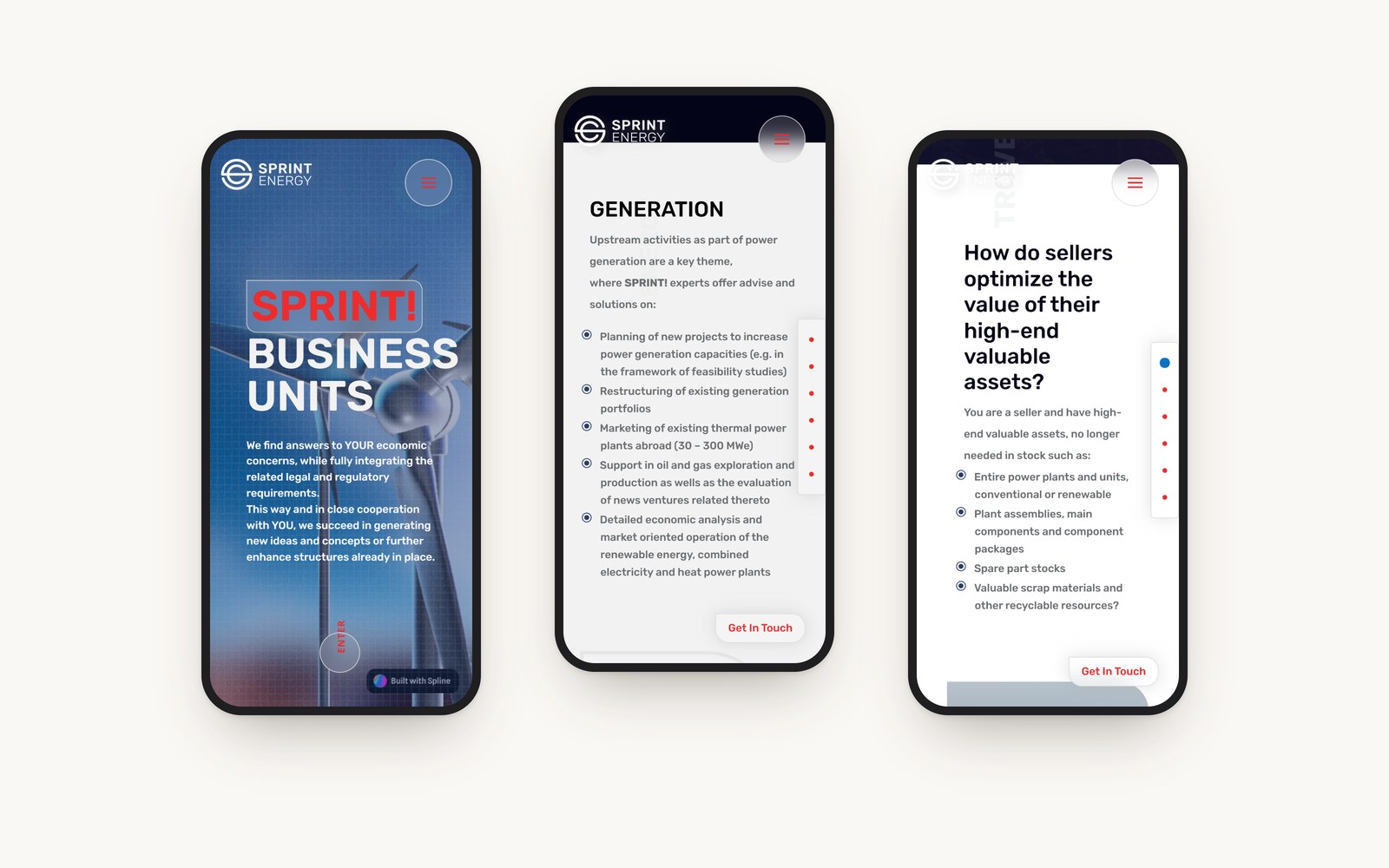 Three phone screens: the entry page, the Generation section and the Troveo page for sellers